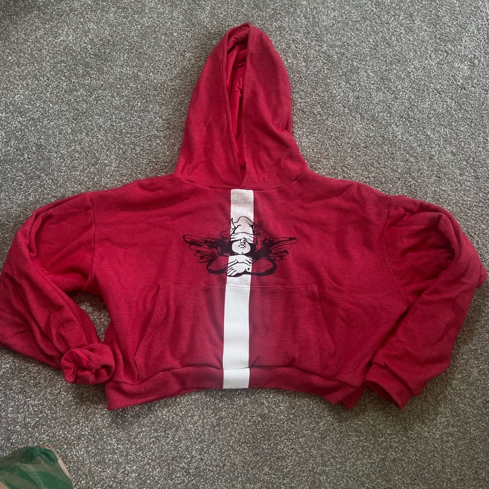 BOYS LIE: Broken Record Thermal Crop Hoodie